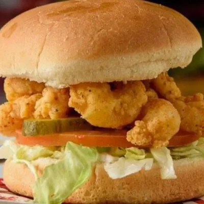Fried Shrimp Bun - Golden fried shrimp on a bun